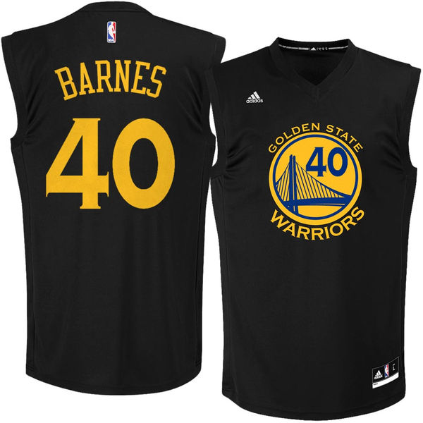 Warriors 40 Harrison Barnes Black Fashion Replica Jersey
