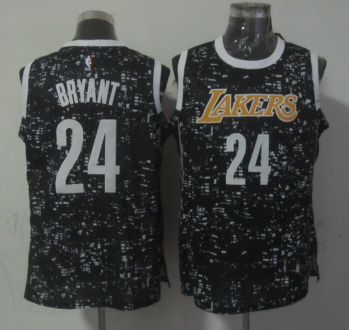 Lakers 24 Kobe Bryant Black City Luminous Jersey
