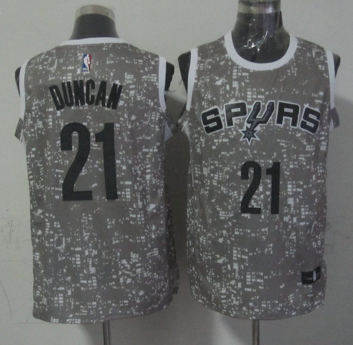 Spurs 21 Tim Duncan Gray City Luminous Jersey