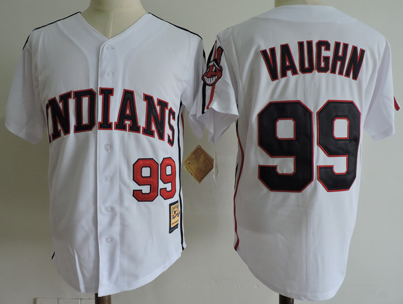 Indians 99 Ricky Vaughn White Cooperstown Collection Jersey