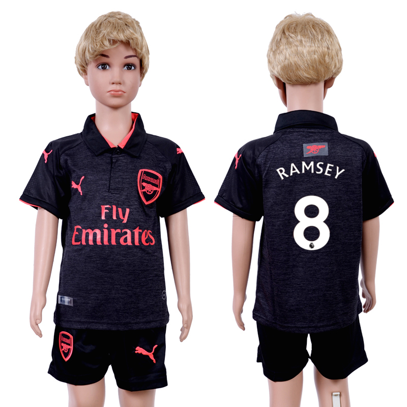 2017-18 Arsenal 8 RAMSEY Third Away Youth Soccer Jersey