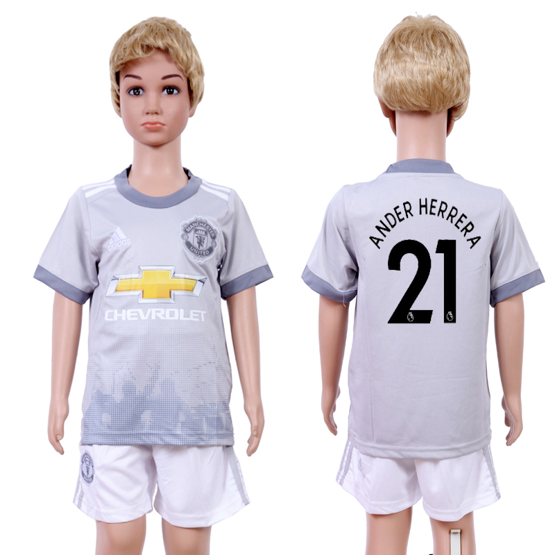 2017-18 Manchester United 21 ANDER HERRERA Third Away Youth Soccer Jersey