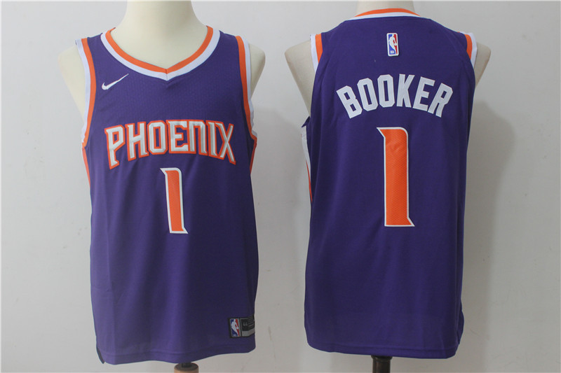 Suns 1 Devin Booker Purple Nike Authentic Jersey(Without the sponsor logo)