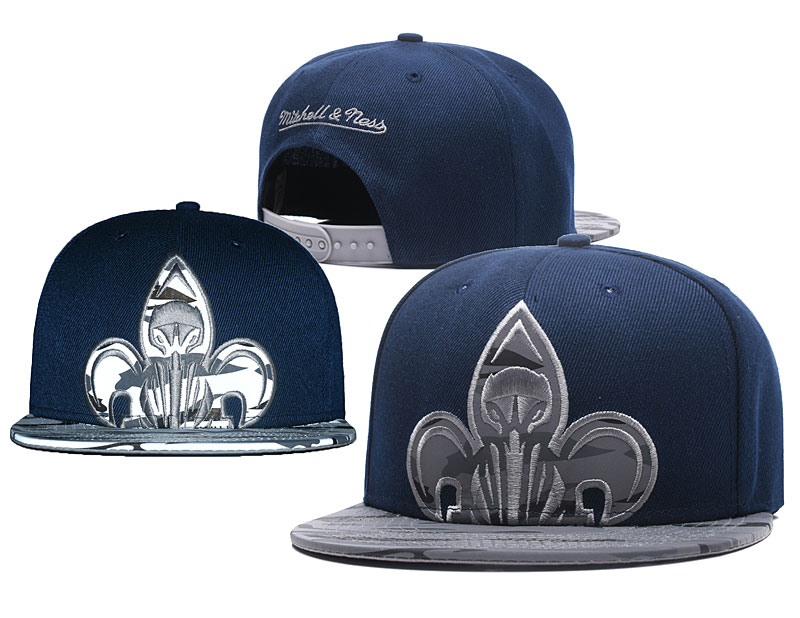 Pelicans Team Logo Navy Reflective Mitchell & Ness Adjustable Hat GS