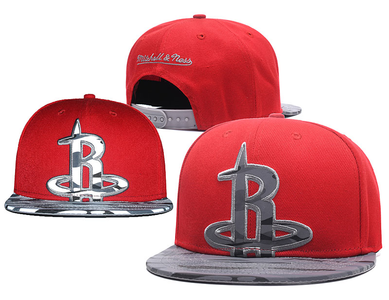 Rockets Team Logo Red Reflective Mitchell & Ness Adjustable Hat GS