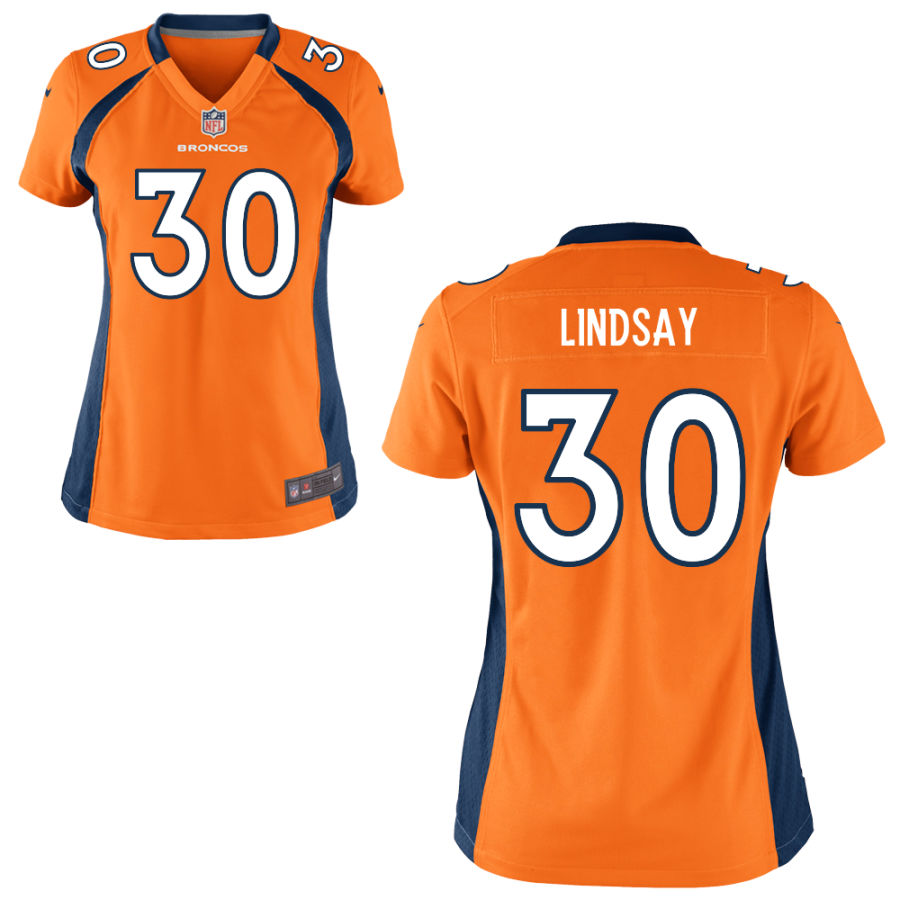 Nike Broncos 30 Phillip Lindsay Orange Women Game Jersey