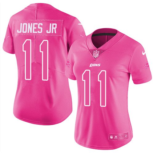 Nike Lions 11 Marvin Jones Jr Pink Women Rush Fashion Limited Jersey