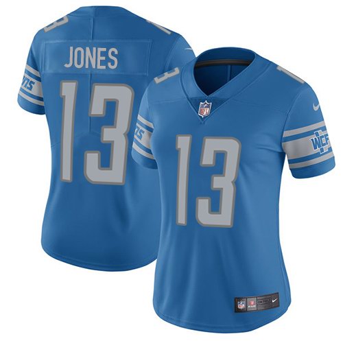 Nike Lions 13 TJ Jones Blue Women Vapor Untouchable Limited Jersey