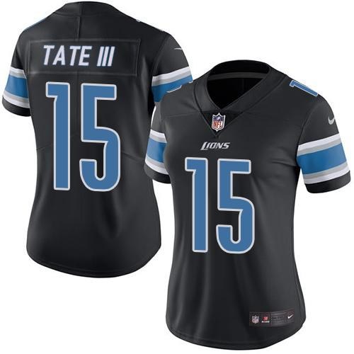 Nike Lions 15 Golden Tate III Black Women Color Rush Limited Jersey