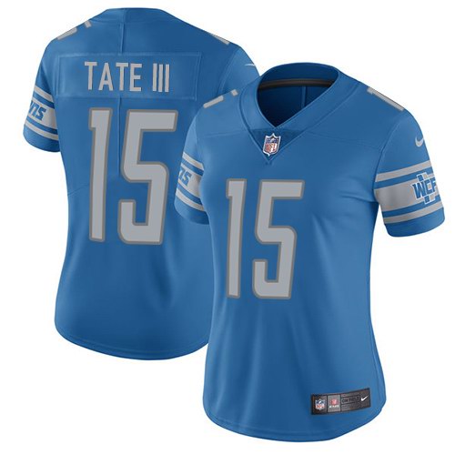 Nike Lions 15 Golden Tate III Blue Women Vapor Untouchable Limited Jersey