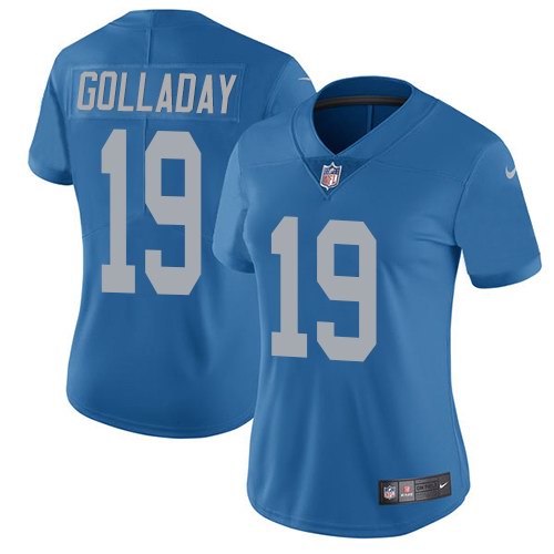 Nike Lions 19 Kenny Golladay Blue Throwback Women Vapor Untouchable Limited Jersey