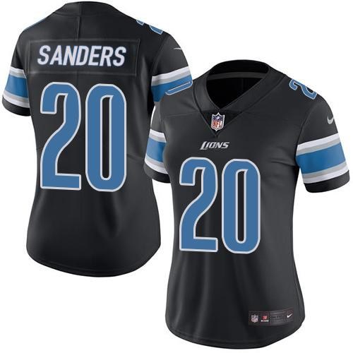 Nike Lions 20 Barry Sanders Black Women Color Rush Limited Jersey