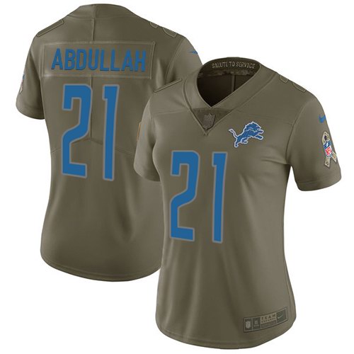 Nike Lions 21 Ameer Abdullah Olive Women Vapor Untouchable Limited Jersey