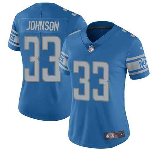Nike Lions 33 Kerryon Johnson Blue Women Vapor Untouchable Limited Jersey