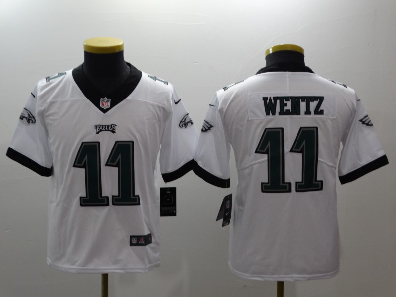 Nike Eagles 11 Carson Wentz White Youth Vapor Untouchable Player Limited Jersey