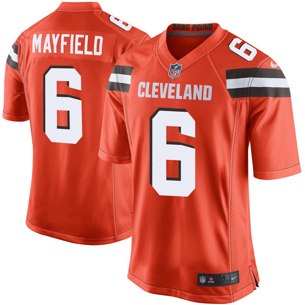 Nike Browns 6 Baker Mayfield Orange 2018 NFL Draft Pick Elite Jersey