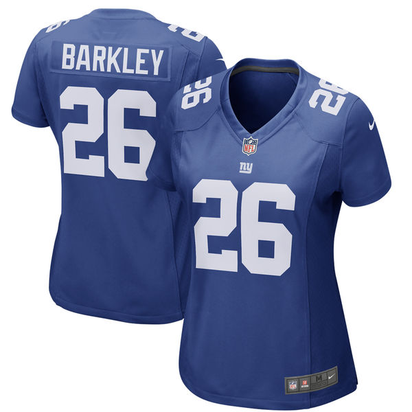 Nike Giants 26 Saquon Barkley Royal Women 2018 Draft Pick Game Jersey