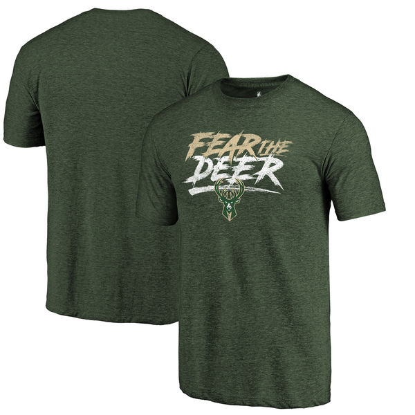 Milwaukee Bucks Fanatics Branded Green Fear the Deer Hometown Collection Tri-Blend T-Shirt