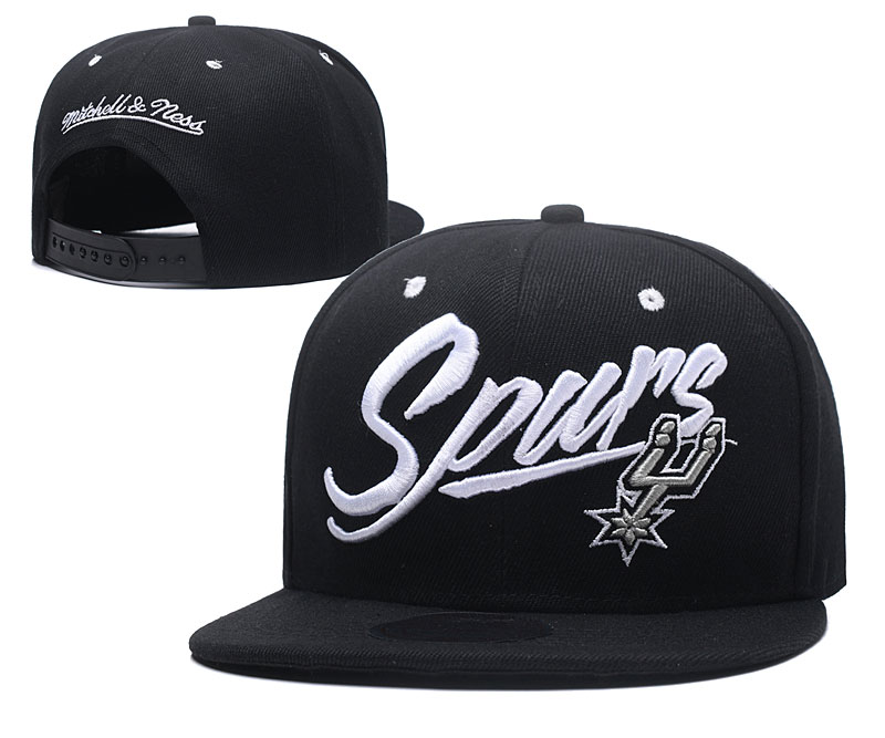 Spurs Team Logo Black Mitchell & Ness Adjustable Hat LH