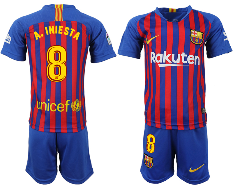 2018-19 Barcelona 8 A.INIESTA Home Youth Soccer Jersey
