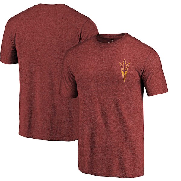 Arizona State Sun Devils Fanatics Branded Maroon Primary Logo Left Chest Distressed Tri-Blend T-Shirt