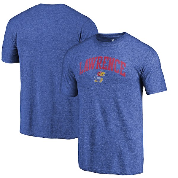 Kansas Jayhawks Fanatics Branded Royal Hometown Arched City Tri-Blend T-Shirt
