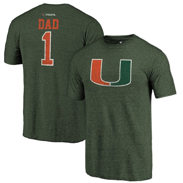 Miami Hurricanes Fanatics Branded Green Greatest Dad Tri-Blend T-Shirt