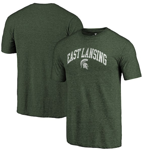 Michigan State Spartans Fanatics Branded Heathered Green Hometown Arched City Tri-Blend T-Shirt