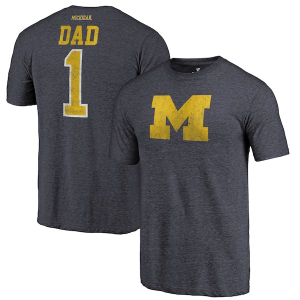 Michigan Wolverines Fanatics Branded Navy Greatest Dad Tri-Blend T-Shirt