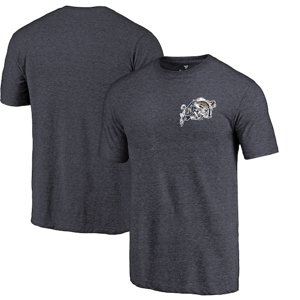 Navy Midshipmen Fanatics Branded Navy Left Chest Distressed Logo Tri-Blend T-Shirt