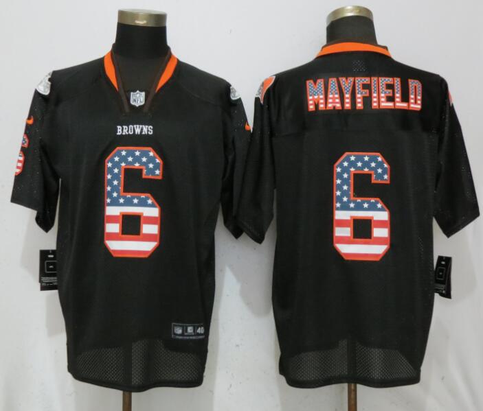 Nike Browns 6 Baker Mayfield Black USA Flag Fashion Elite Jersey
