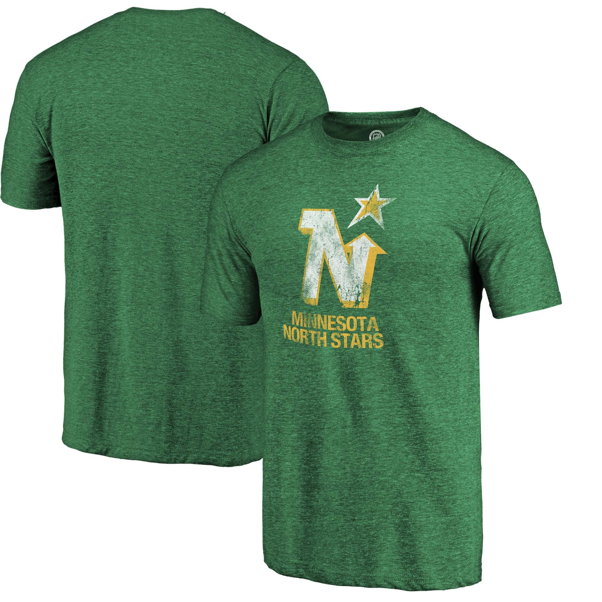 Minnesota North Stars Kelly Green Distressed Throwback Primary Logo Tri Blend T-Shirt