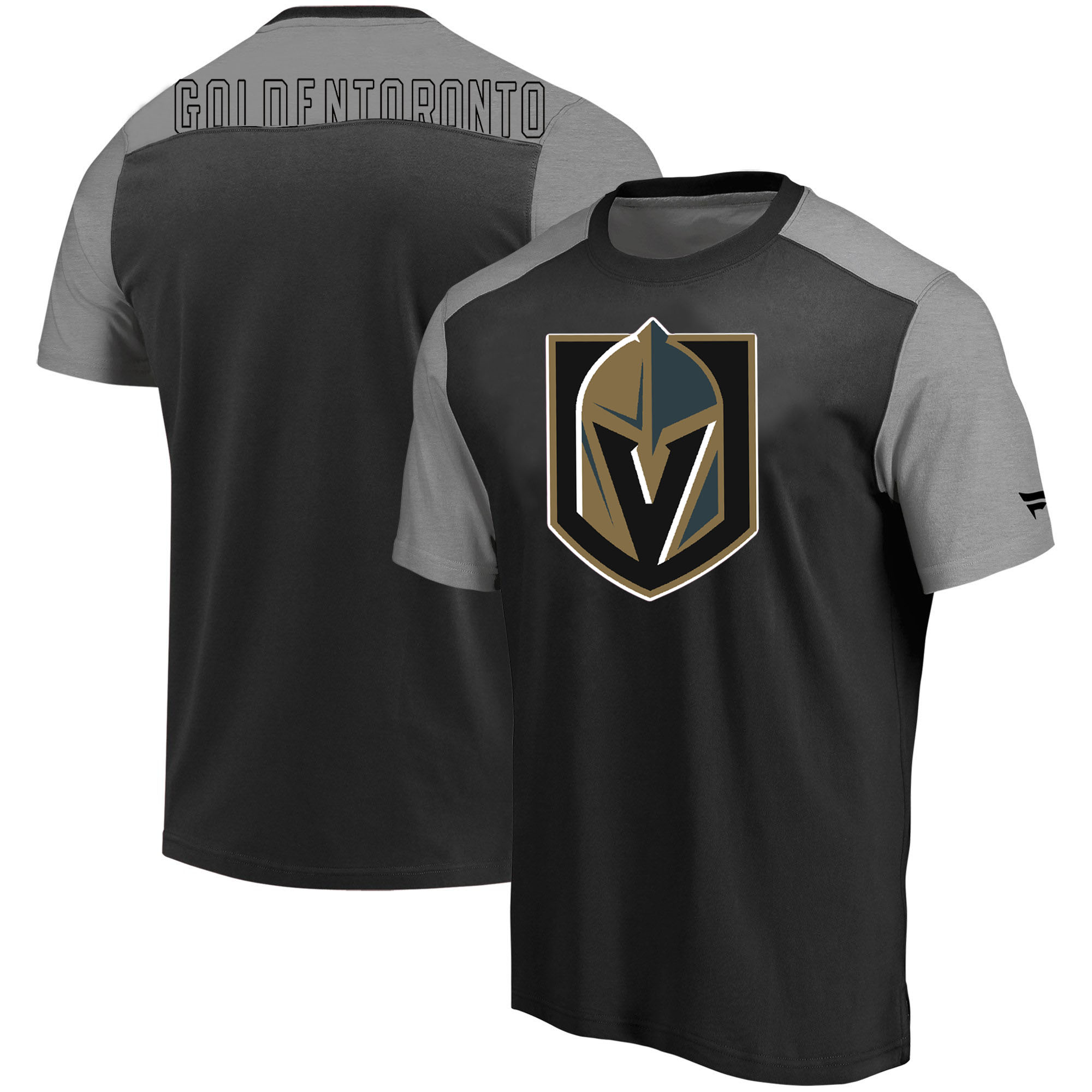 Vegas Golden Knights Fanatics Branded Iconic Blocked T-Shirt Black Heathered Gray