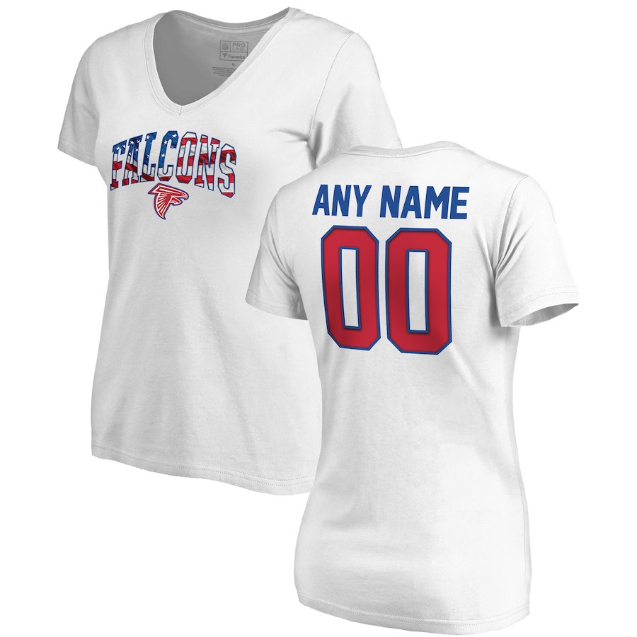 Atlanta Falcons NFL Pro Line by Fanatics Branded Women's Any Name & Number Banner Wave V Neck T-Shirt White