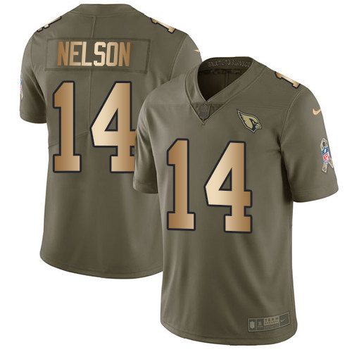 Nike Cardinals 14 J.J. Nelson Olive Gold Salute To Service Limited Jersey