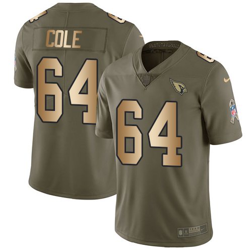 Nike Cardinals 64 Mason Cole Olive Gold Salute To Service Limited Jersey