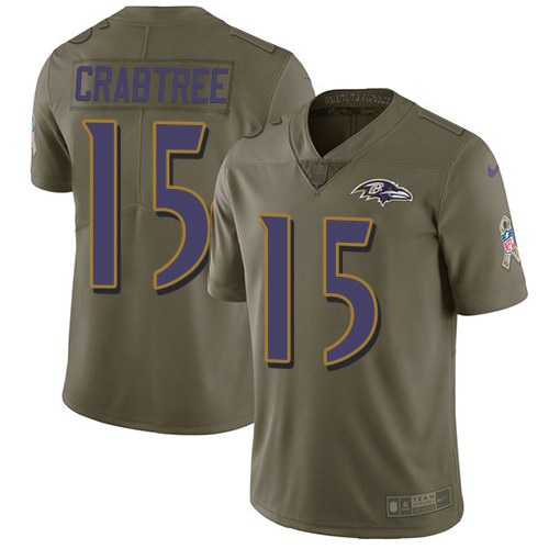 Nike Ravens 15 Michael Crabtree Olive Salute To Service Limited Jersey