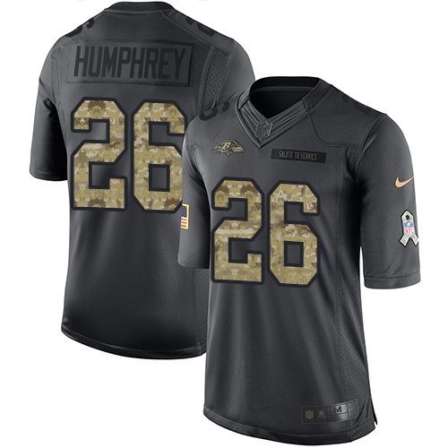 Nike Ravens 26 Marlon Humphrey Anthracite Salute To Service Limited Jersey