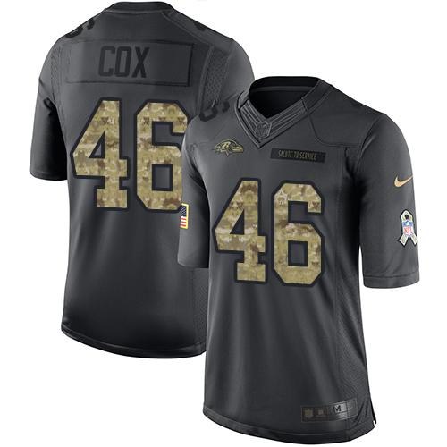 Nike Ravens 46 Morgan Cox Anthracite Salute To Service Limited Jersey