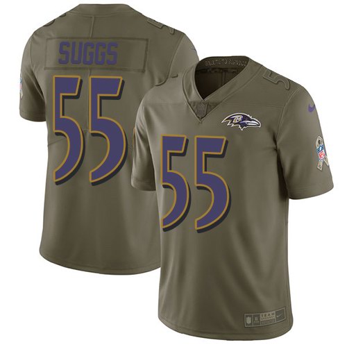 Nike Ravens 55 Terrell Suggs Olive Youth Vapor Untouchable Limited Jersey
