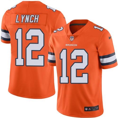 Nike Broncos 12 Paxton Lynch Orange Color Rush Limited Jersey