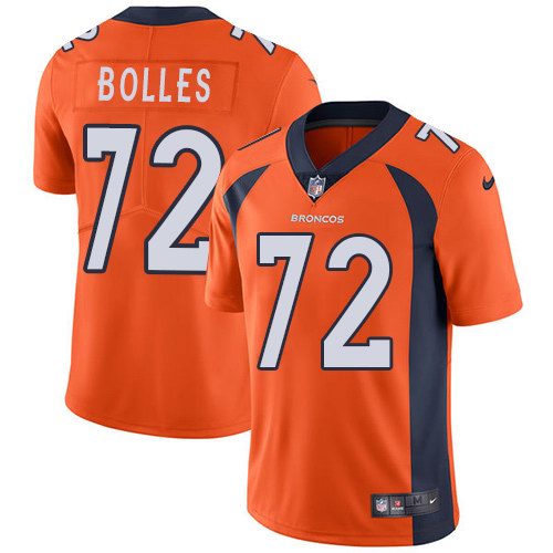 Nike Broncos 72 Garett Bolles Orange Youth Vapor Untouchable Limited Jersey