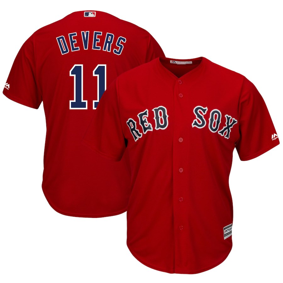 Red Sox 11 Rafael Devers Red Cool Base Jersey