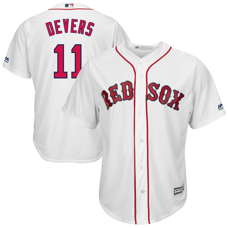 Red Sox 11 Rafael Devers White Cool Base Jersey