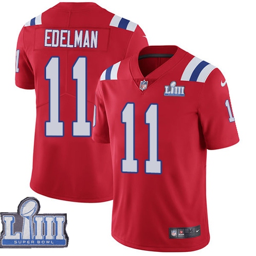 Nike Patriots 11 Julian Edelman Red Youth 2019 Super Bowl LIII Vapor Untouchable Limited Jersey
