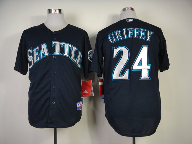 Mariners 24 Griffey Navy Blue Cool Base Jerseys