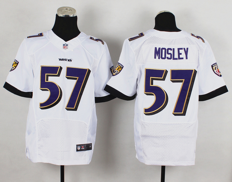 Nike Ravens 57 Mosley White Elite Jersey