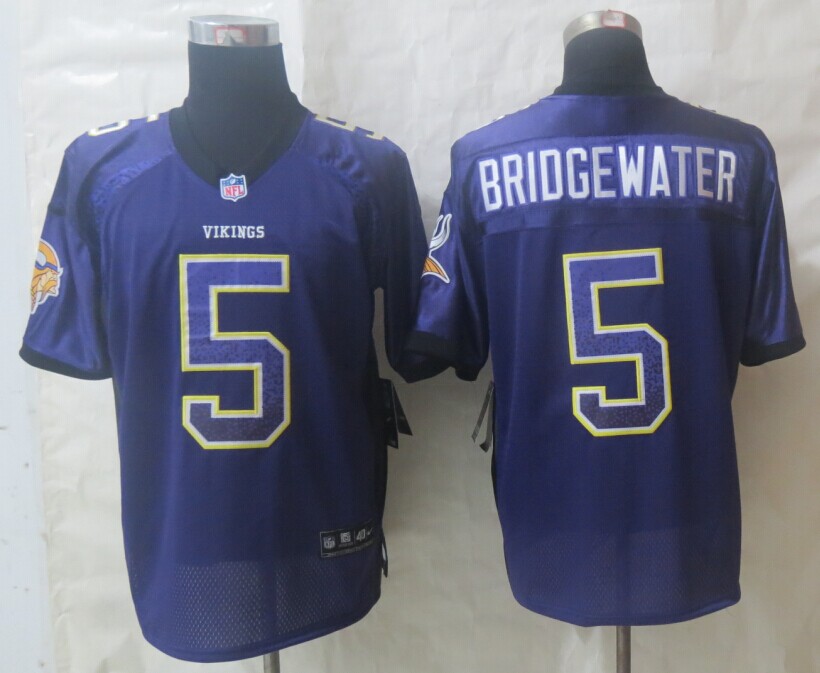 Nike Vikings 5 Bridgewater Purple Drift Elite Jerseys