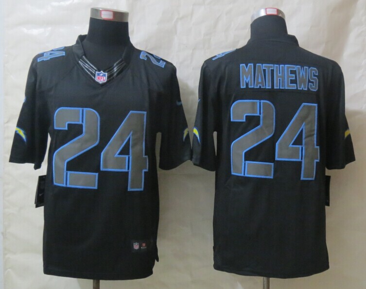 Nike Chargers 24 Mathews Impact Black Limited Jerseys