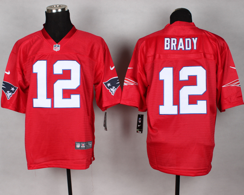 Nike Patriots 12 Brady Red Elite Jerseys